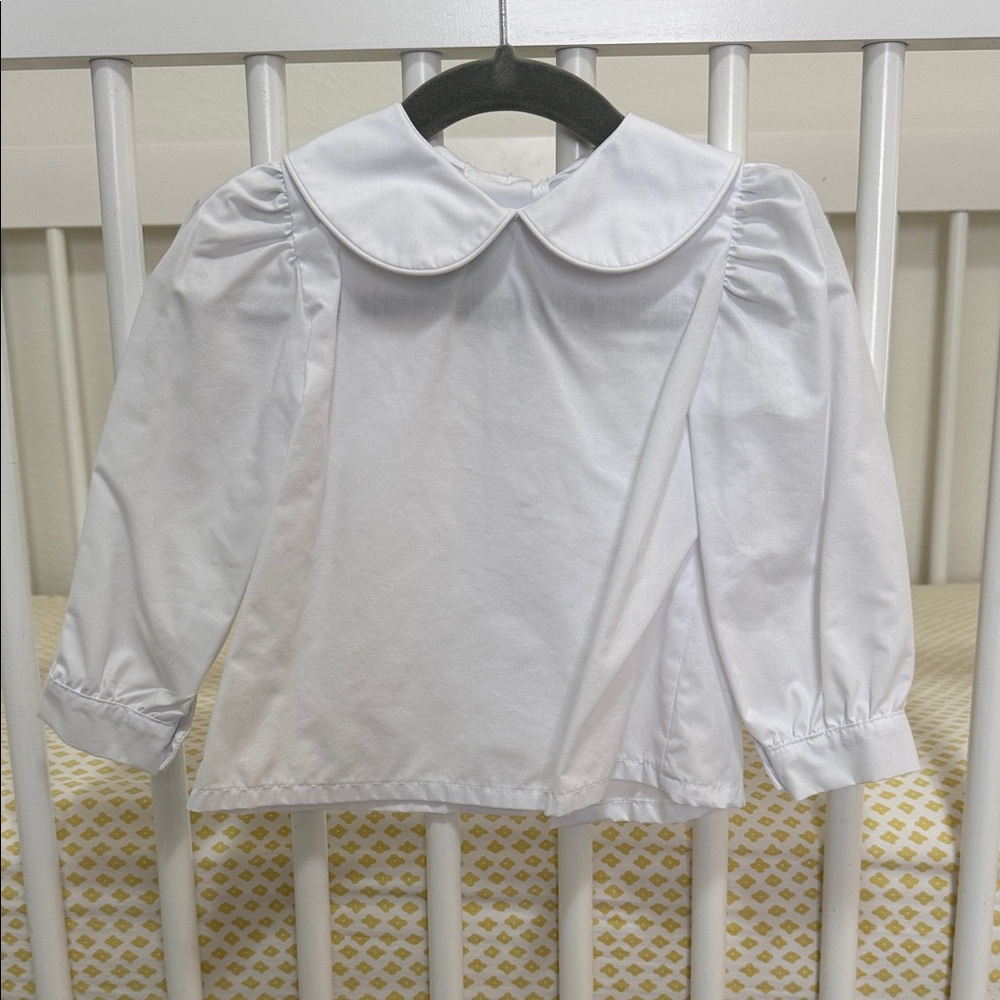 White Long Sleeve Peter Pan Collar Shirt
